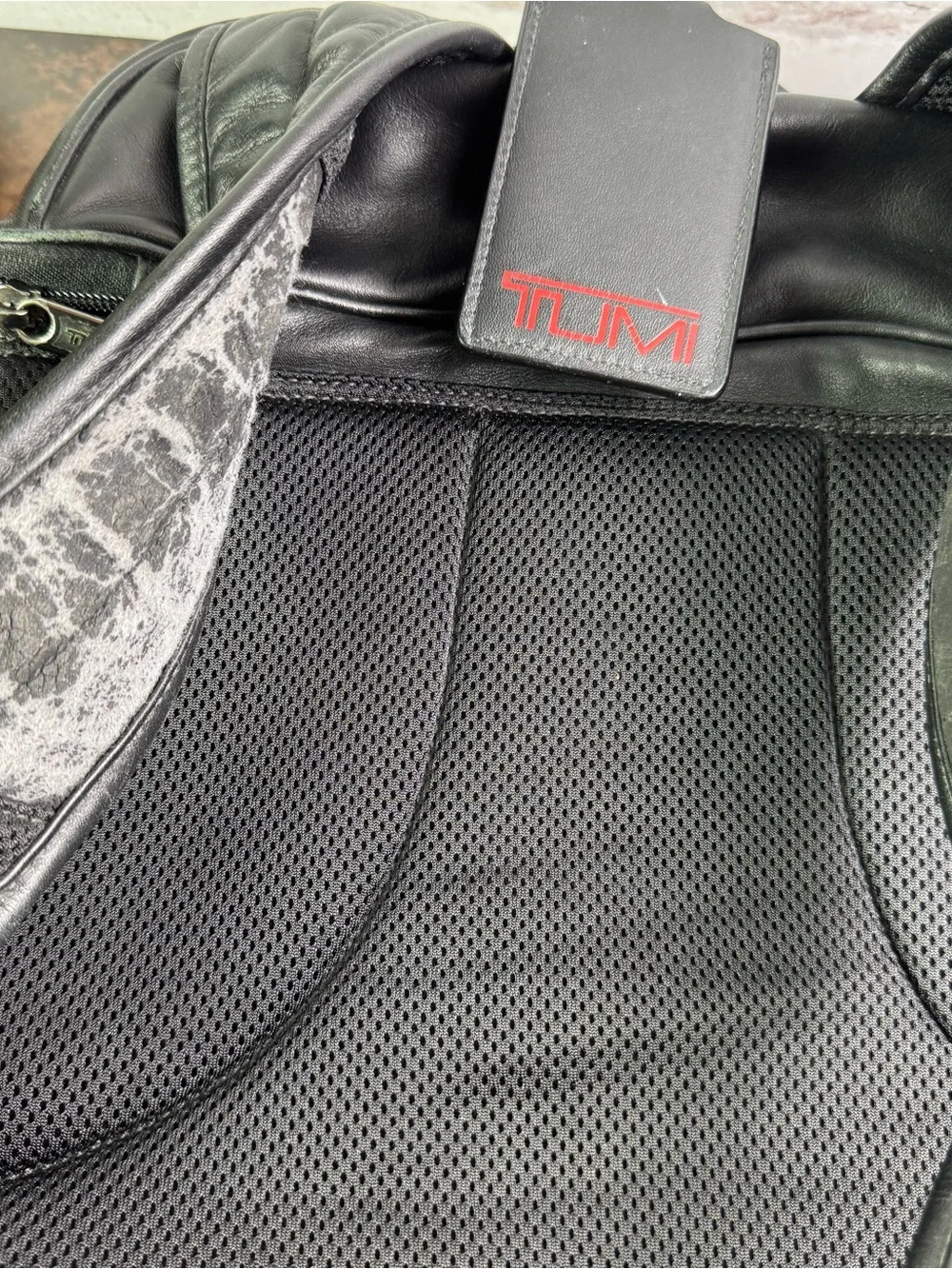 Vintage TUMI Black Leather Laptop Travel Backpack